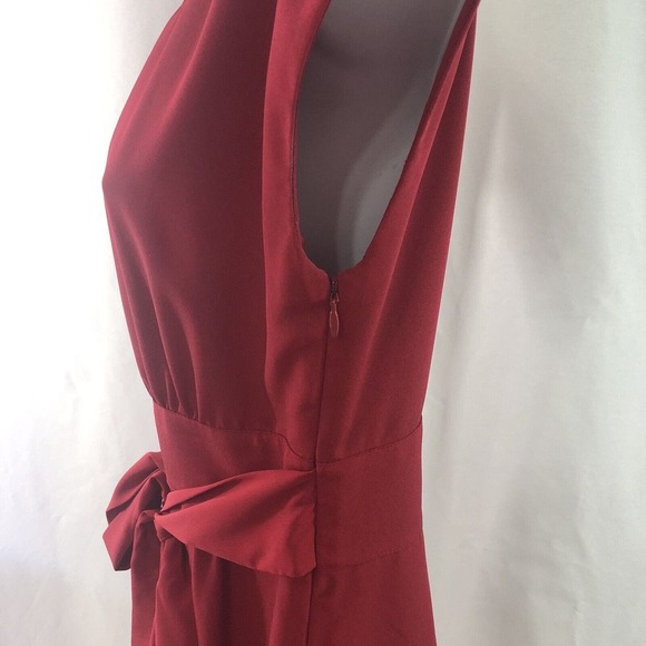 Gianni Bini Women’s Red Dress Sz 4 Fit And Flare With Tie Lined Cap Sleeves EUC - Picture 4 of 10